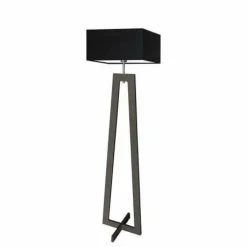 Lampa podłogowa JAWA abażur czarny stelaż hebanowy