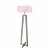 Lampa podłogowa JAWA abażur jasny różowy stelaż popielaty