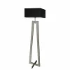 Lampa podłogowa JAWA abażur czarny stelaż popielaty