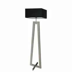 Lampa podłogowa JAWA abażur czarny stelaż popielaty