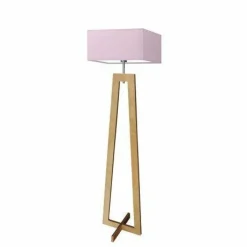 Lampa podłogowa JAWA abażur jasny fiolet stelaż dębowy