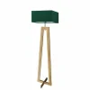 Lampa podłogowa JAWA abażur zieleń butelkowa stelaż dębowy