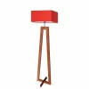 Lampa podłogowa JAWA abażur czerwony stelaż mahoniowy