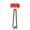 Lampa podłogowa JAWA abażur czerwony stelaż hebanowy