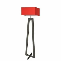 Lampa podłogowa JAWA abażur czerwony stelaż hebanowy