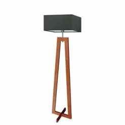 Lampa podłogowa JAWA abażur grafitowy stelaż mahoniowy