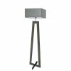 Lampa podłogowa JAWA abażur szary stalowy stelaż hebanowy