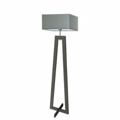 Lampa podłogowa JAWA abażur szary stalowy stelaż hebanowy