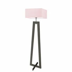 Lampa podłogowa JAWA abażur jasny różowy stelaż hebanowy