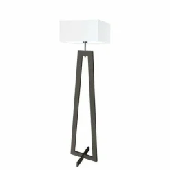 Lampa podłogowa JAWA abażur biały stelaż hebanowy