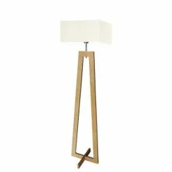 Lampa podłogowa JAWA abażur ecru stelaż dębowy
