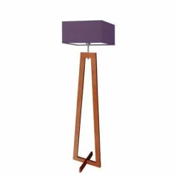 Lampa podłogowa JAWA abażur fioletowy stelaż mahoniowy