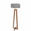 Lampa podłogowa JAWA abażur szary melanż stelaż mahoniowy