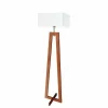Lampa podłogowa JAWA abażur biały stelaż mahoniowy