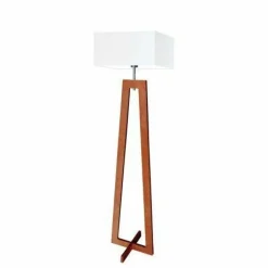 Lampa podłogowa JAWA abażur biały stelaż mahoniowy