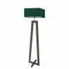 Lampa podłogowa JAWA abażur zieleń butelkowa stelaż hebanowy