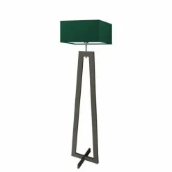 Lampa podłogowa JAWA abażur zieleń butelkowa stelaż hebanowy