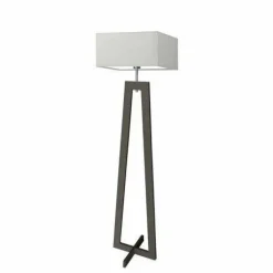 Lampa podłogowa JAWA abażur jasny szary stelaż hebanowy