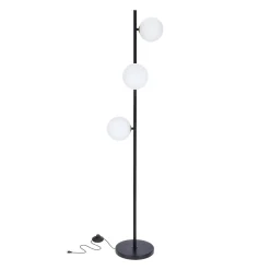Lampa podłogowa Kama czarny+złoty 3x28W G9 klosz biały