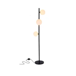 Lampa podłogowa Kama czarny+złoty 3x28W  G9 klosz biały