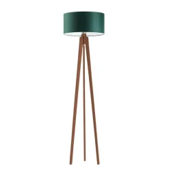 Lampa podłogowa MIAMI abażur zieleń butelkowa stelaż mahoniowy