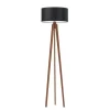 Lampa podłogowa MIAMI abażur czarny stelaż mahoniowy