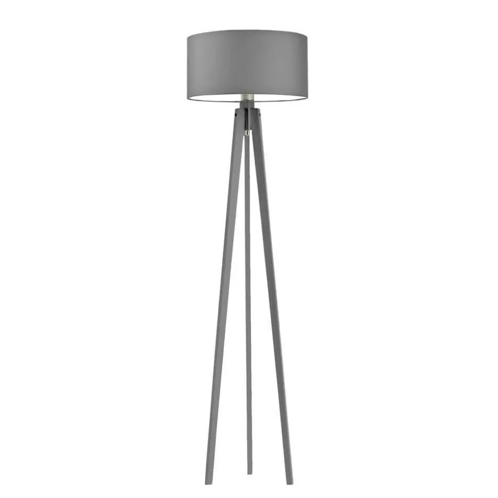 Lampa podłogowa MIAMI abażur szary stalowy stelaż popielaty