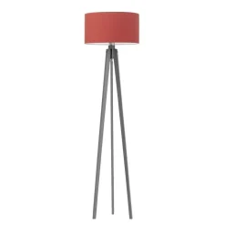 Lampa podłogowa MIAMI abażur czerwony stelaż popielaty