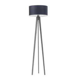 Lampa podłogowa MIAMI abażur granatowy stelaż popielaty