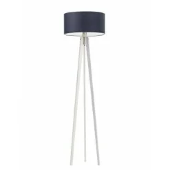 Lampa podłogowa MIAMI abażur granatowy stelaż biały