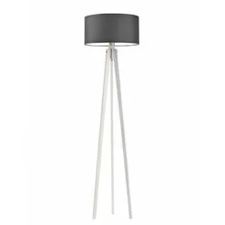 Lampa podłogowa MIAMI abażur szary stalowy stelaż biały
