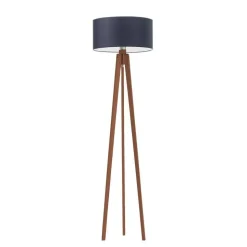 Lampa podłogowa MIAMI abażur granatowy stelaż mahoniowy