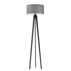 Lampa podłogowa MIAMI abażur szary stalowy stelaż hebanowy