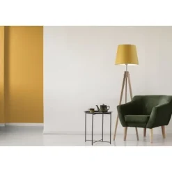 Lampa podłogowa z abażurem ARUBA abażur czerwony stelaż mahoniowy