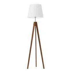 Lampa podłogowa z drewna ARUBA abażur biały stelaż mahoniowy