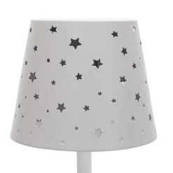 Lampa stołowa ładowana z ażurowymi        gwiazdkami biała