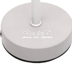 Lampa stołowa ładowana z ażurowymi        gwiazdkami biała