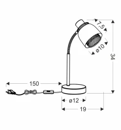 Lampa stołowa Aleksandria czarny 1x40W  E14 klosz czarny+złoty