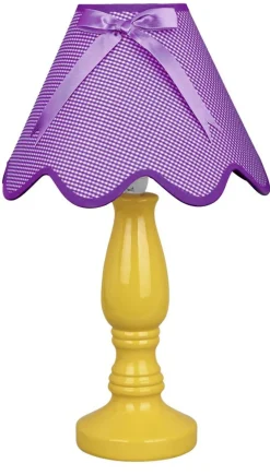 Lampa stołowa Lola żółta 1x40W E14  abażur fioletowy