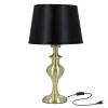 Lampa stołowa Prima gold lampa  gabinetowa złoty satynowy 1x60W E27 abażur czarny
