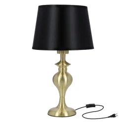 Lampa stołowa Prima gold lampa  gabinetowa złoty satynowy 1x60W E27 abażur czarny