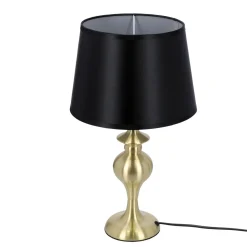 Lampa stołowa Prima gold lampa  gabinetowa złoty satynowy 1x60W E27 abażur czarny