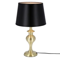 Lampa stołowa Prima gold lampa  gabinetowa złoty satynowy 1x60W E27 abażur czarny
