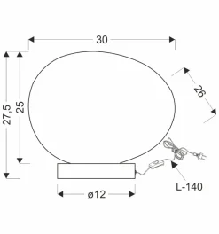 Lampa stołowa STONES czarny 30cm 1x40W  E27 klosz biały