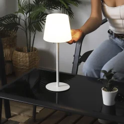 Lampa stołowa USB biała