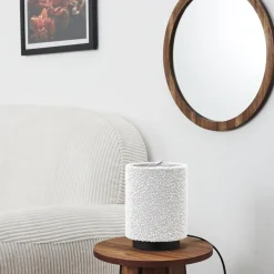 Lampa stołowa z kloszem boucle biała