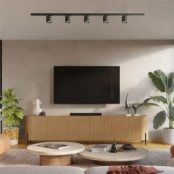 Lampa sufitowa, 5 punktowa, system szynowy 3 fazowy, ORBIS, czarna