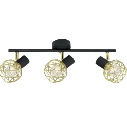 Lampa sufitowa Acrobat listwa 3x40W E14  czarny klosz złoty