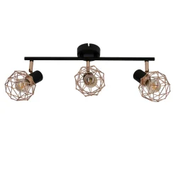 Lampa sufitowa Acrobat listwa 3x40W E14  czarny klosz miedziany