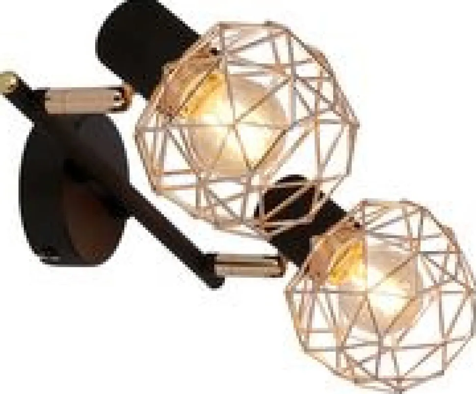 Lampa sufitowa Acrobat listwa 2x40W E14 czarny klosz złoty